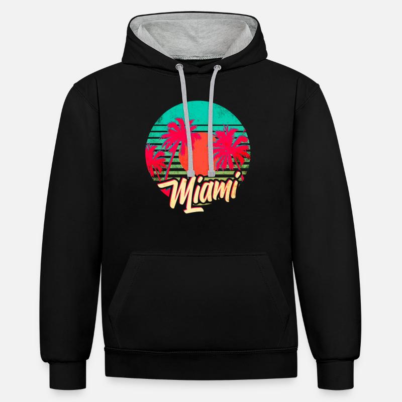 Miami - Sweat à capuche contrasté - noir/gris chiné
