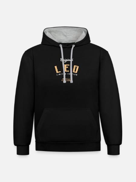 Leo Limited Edition - Kontrast-Hoodie - Schwarz/Grau meliert