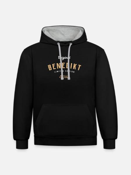 Benedikt Limited Edition - Kontrast-Hoodie - Schwarz/Grau meliert