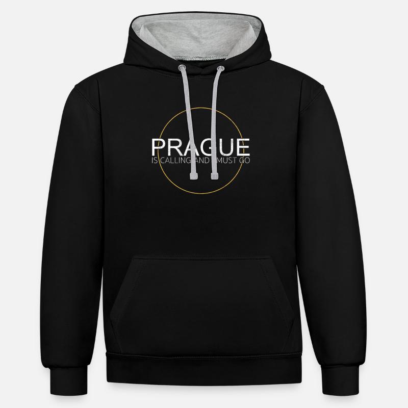 Prague - Sweat à capuche contrasté - noir/gris chiné