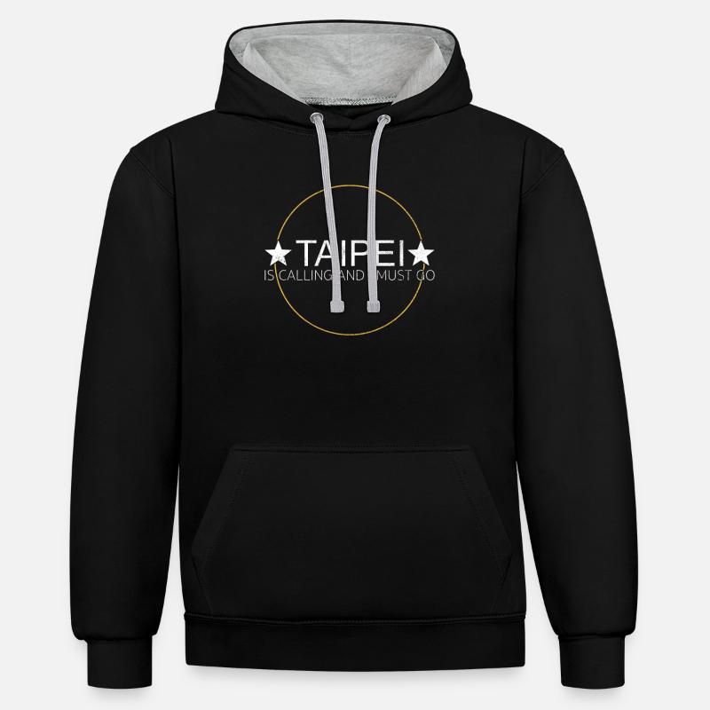 Taipei Dicton - Sweat à capuche contrasté - noir/gris chiné