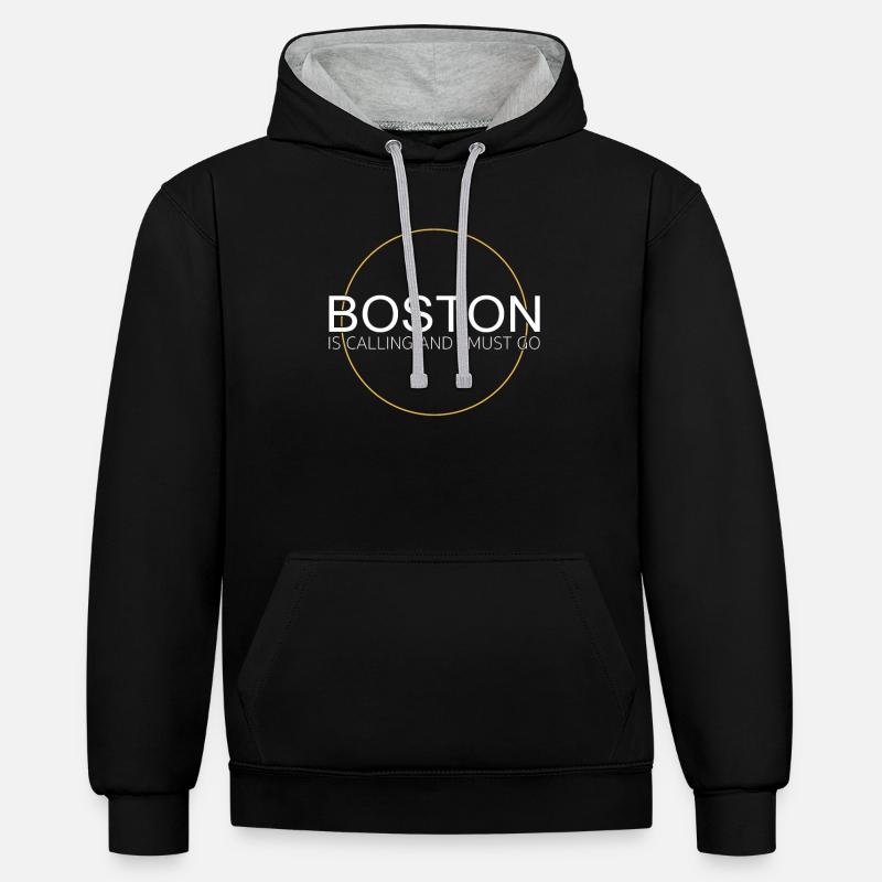 Dicton de Boston - Sweat à capuche contrasté - noir/gris chiné
