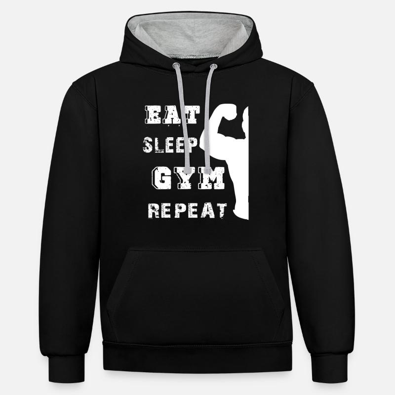 Manger gymnase de sommeil répéter - Sweat à capuche contrasté - noir/gris chiné