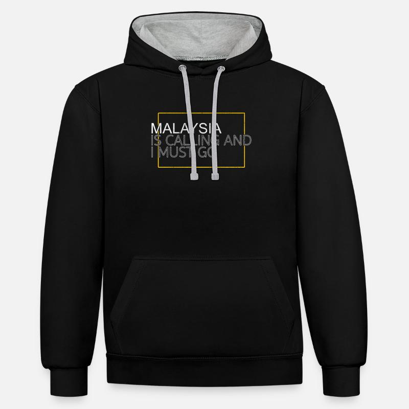 Citation de la Malaisie - Sweat à capuche contrasté - noir/gris chiné