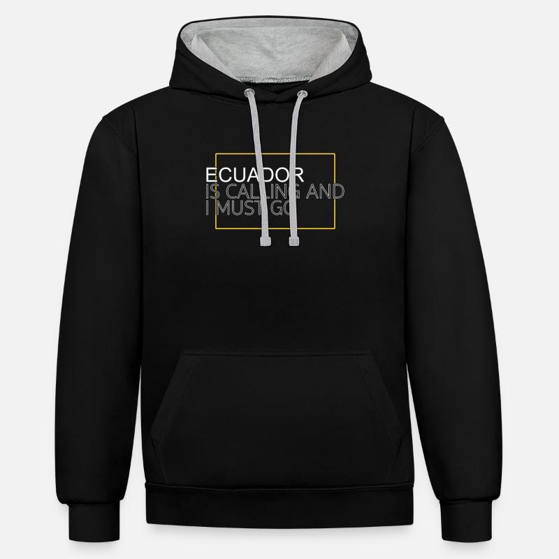 Citation de l’Équateur - Sweat à capuche contrasté - noir/gris chiné