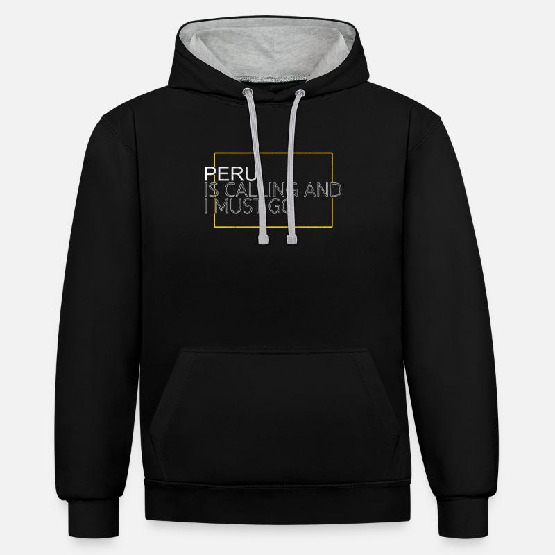 Le dicton du Pérou - Sweat à capuche contrasté - noir/gris chiné