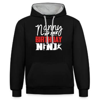 Birthday of the Ninja, Ninja, - Contrast hoodie - black/heather grey - Front - Anna (173cm) & Nico (186cm)