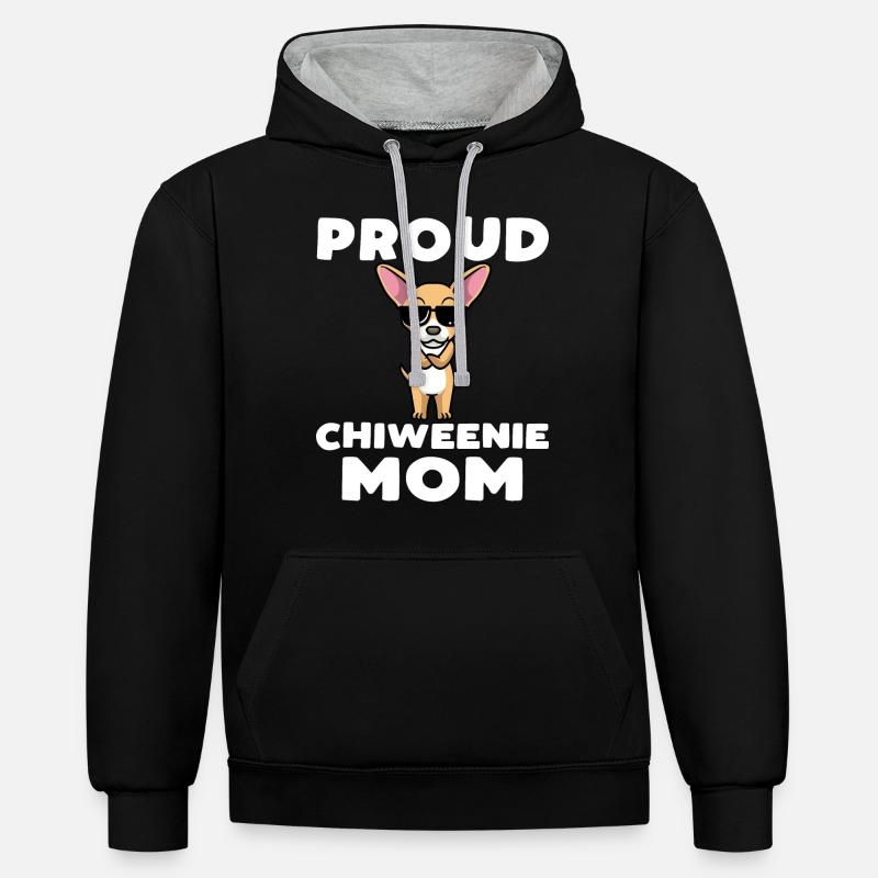Chiweenie Chien - Sweat à capuche contrasté - noir/gris chiné