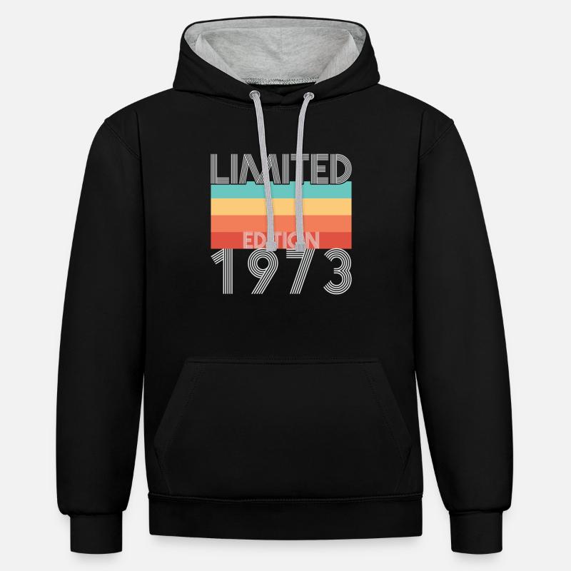 Edition Limitée Rétro 1973 - Sweat à capuche contrasté - noir/gris chiné