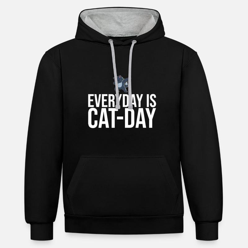 Dabbing Cat Funny Cat - Sweat à capuche contrasté - noir/gris chiné