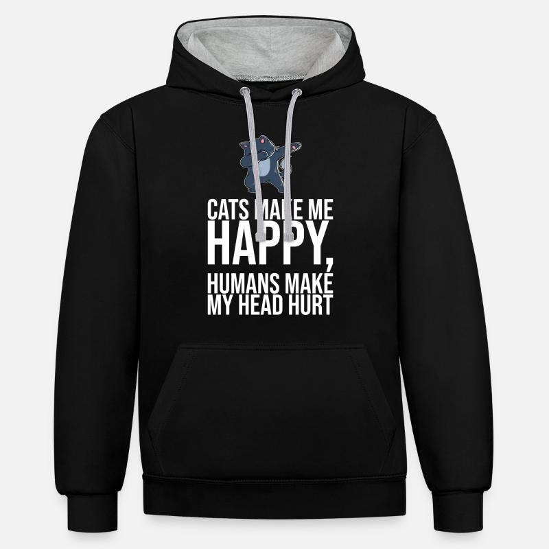 Dabbing Cat Funny Cat - Sweat à capuche contrasté - noir/gris chiné