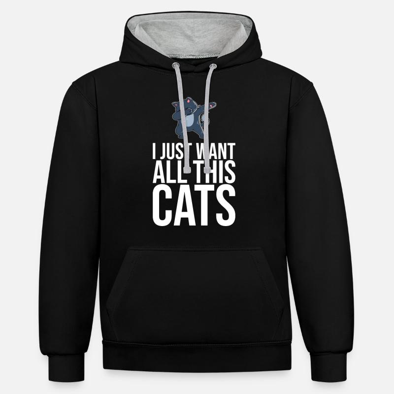 Dabbing Cat Funny Cat - Sweat à capuche contrasté - noir/gris chiné