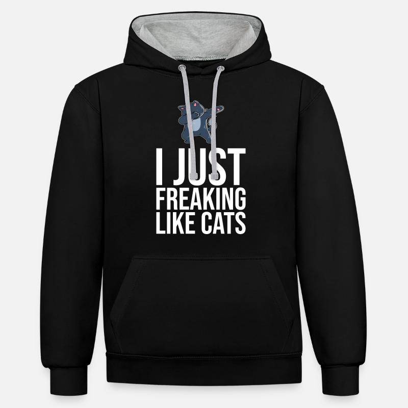 Dabbing Cat Funny Cat - Sweat à capuche contrasté - noir/gris chiné