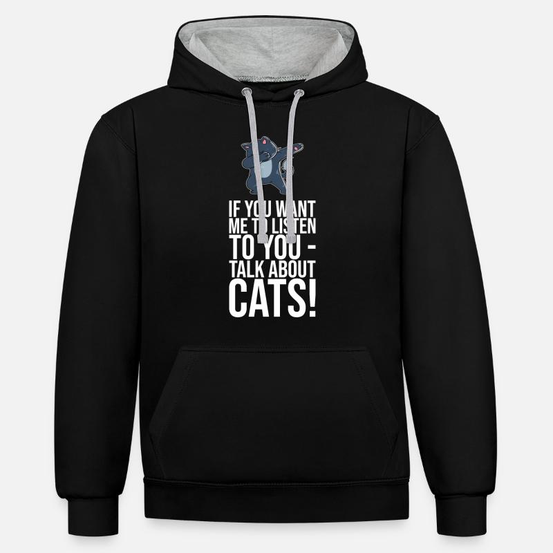 Dabbing Cat Funny Cat - Sweat à capuche contrasté - noir/gris chiné