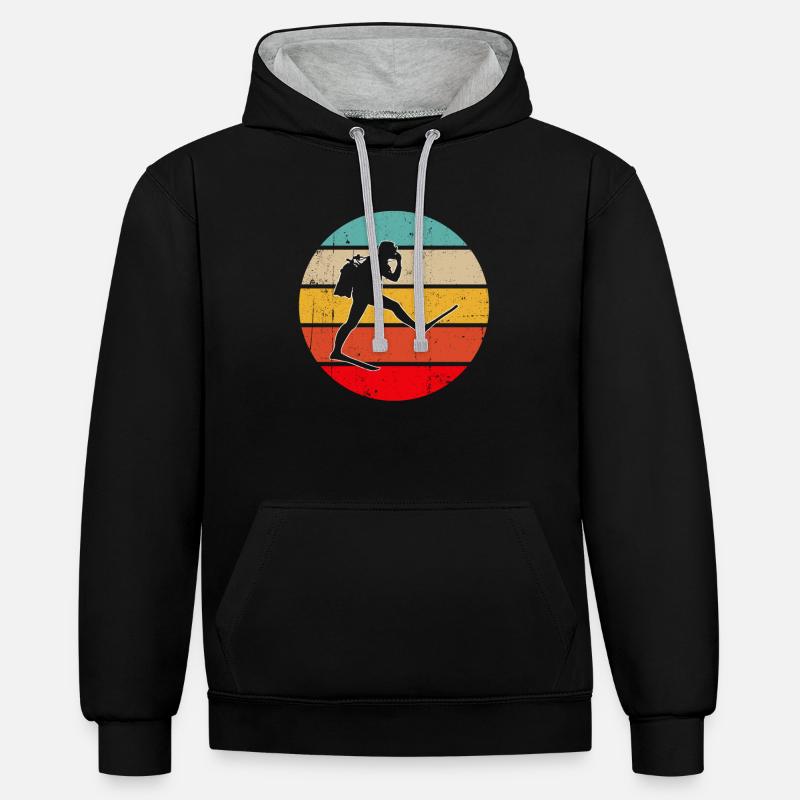 Plongée Rétro - Sweat à capuche contrasté - noir/gris chiné