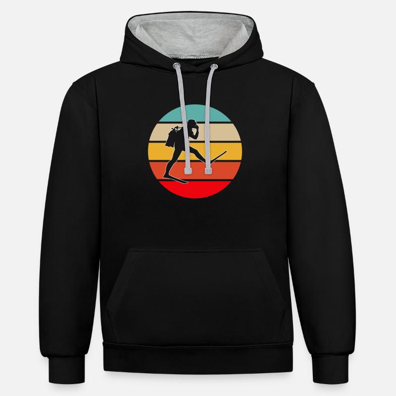 Plongée Rétro - Sweat à capuche contrasté - noir/gris chiné