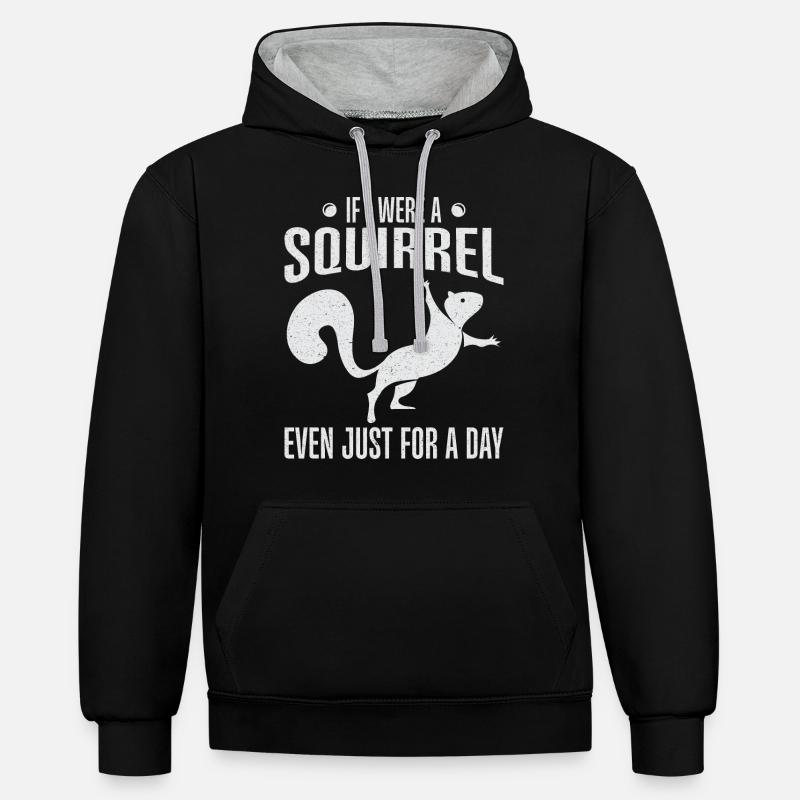 Squirrel Shadow - Kontrast-Hoodie - Schwarz/Grau meliert
