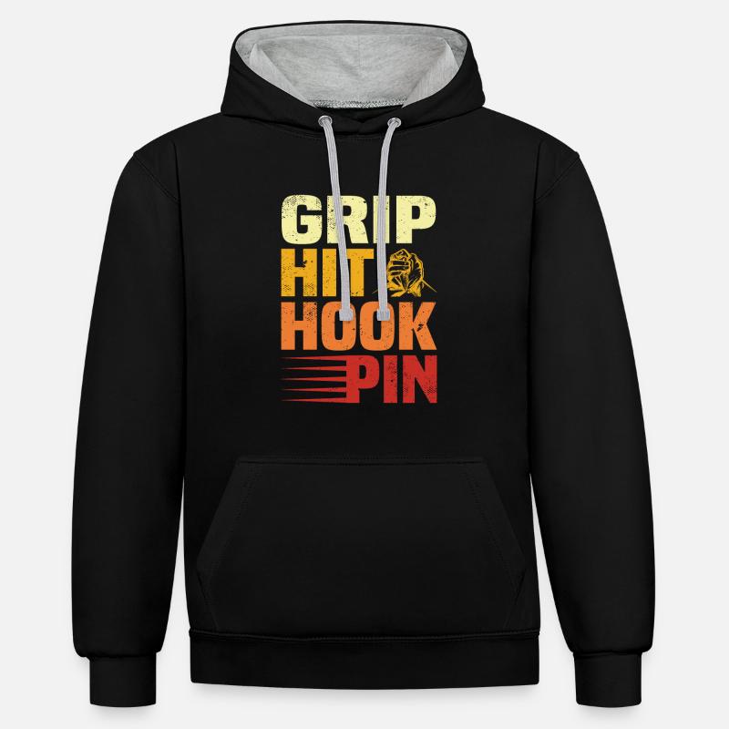 Bras de fer - Sweat à capuche contrasté - noir/gris chiné