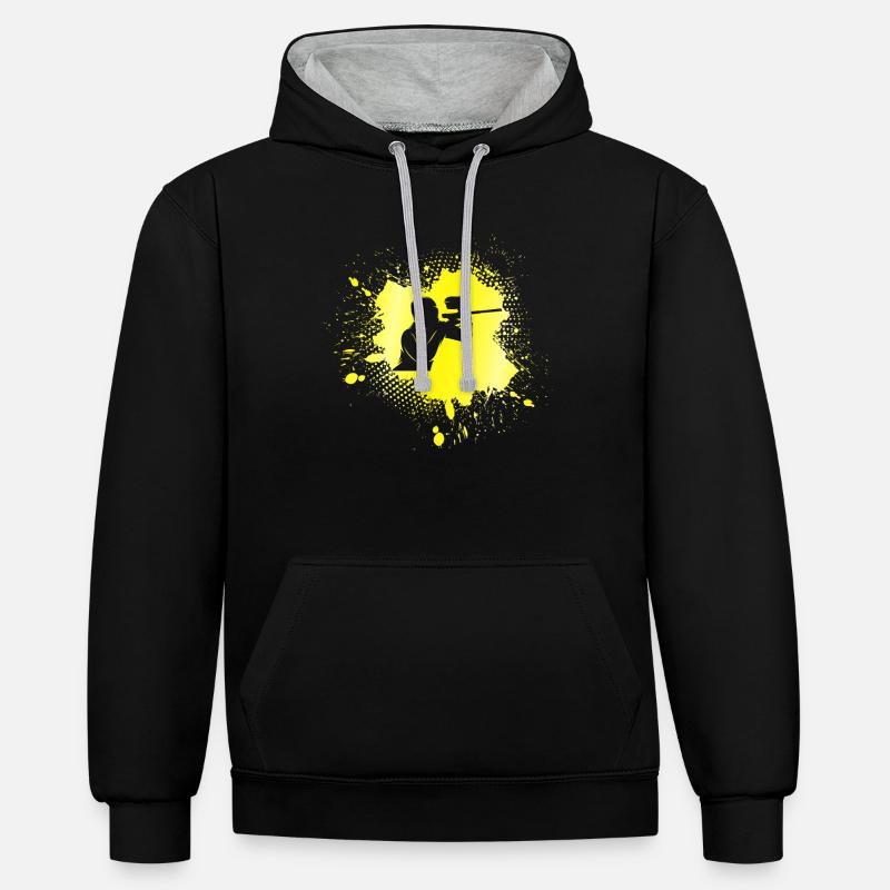 le paintball - Sweat à capuche contrasté - noir/gris chiné