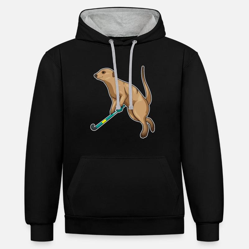 Bâton de hockey suricate - Sweat à capuche contrasté - noir/gris chiné
