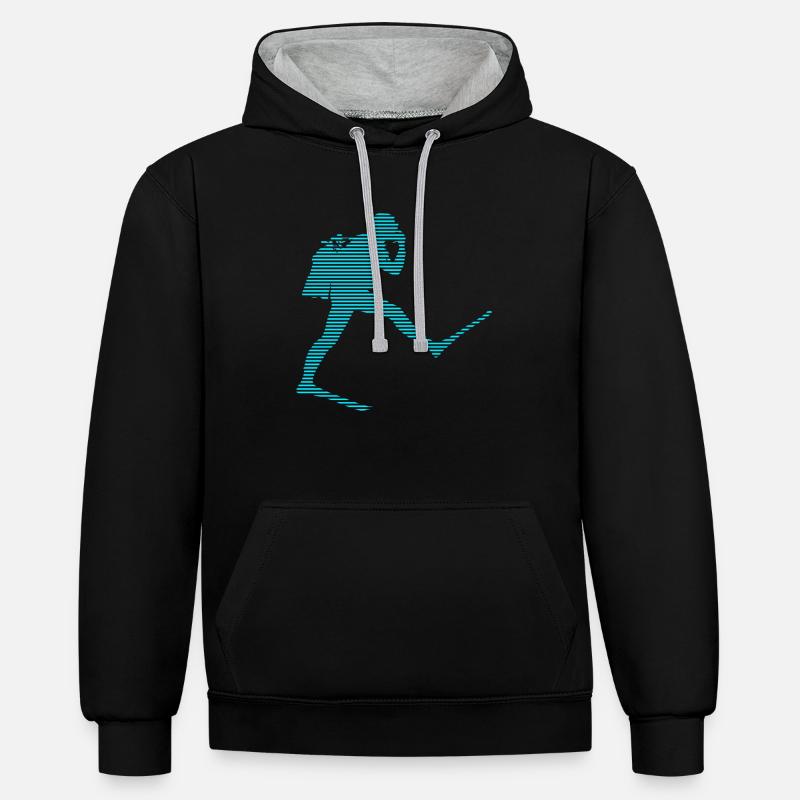 Plonger - Sweat à capuche contrasté - noir/gris chiné