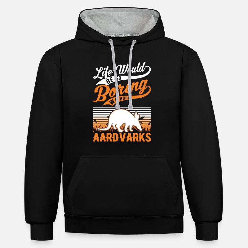 Aardvark Cadeau Aardvark - Sweat à capuche contrasté - noir/gris chiné