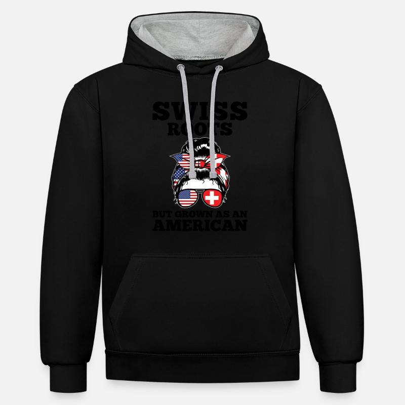 Schweizer Schweizer Schweiz Geschenk - Kontrast-Hoodie - Schwarz/Grau meliert