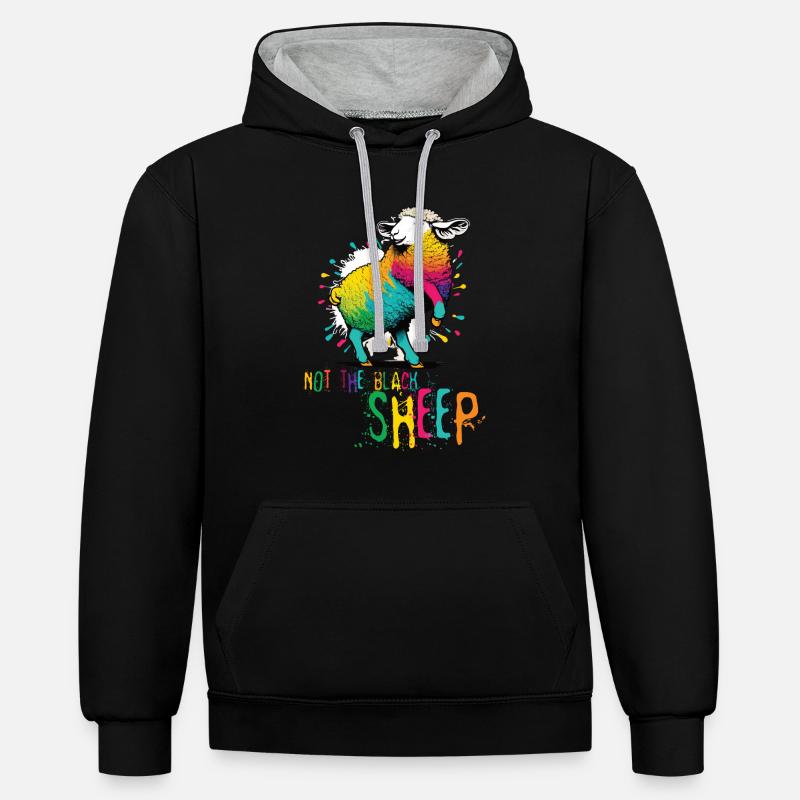 Pas le mouton noir - Sweat à capuche contrasté - noir/gris chiné