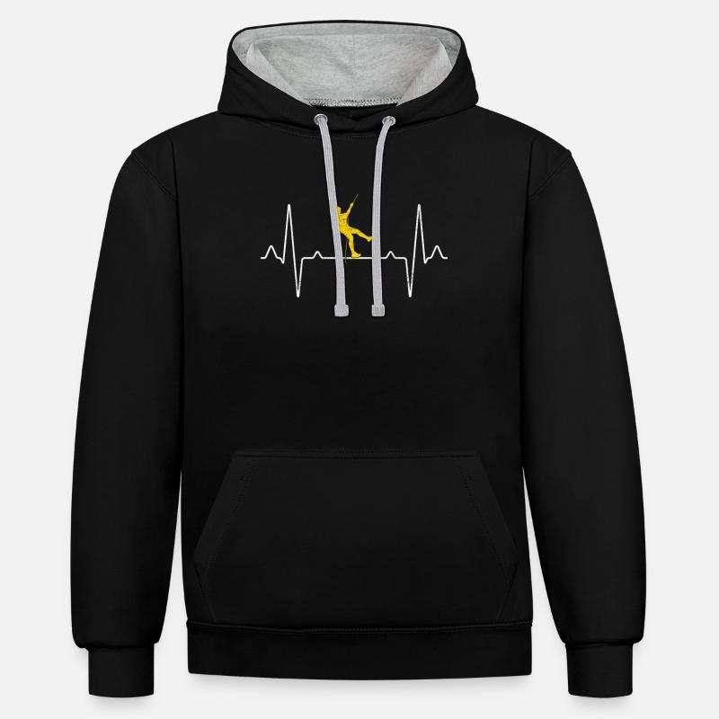 Escalade du rythme cardiaque - Sweat à capuche contrasté - noir/gris chiné