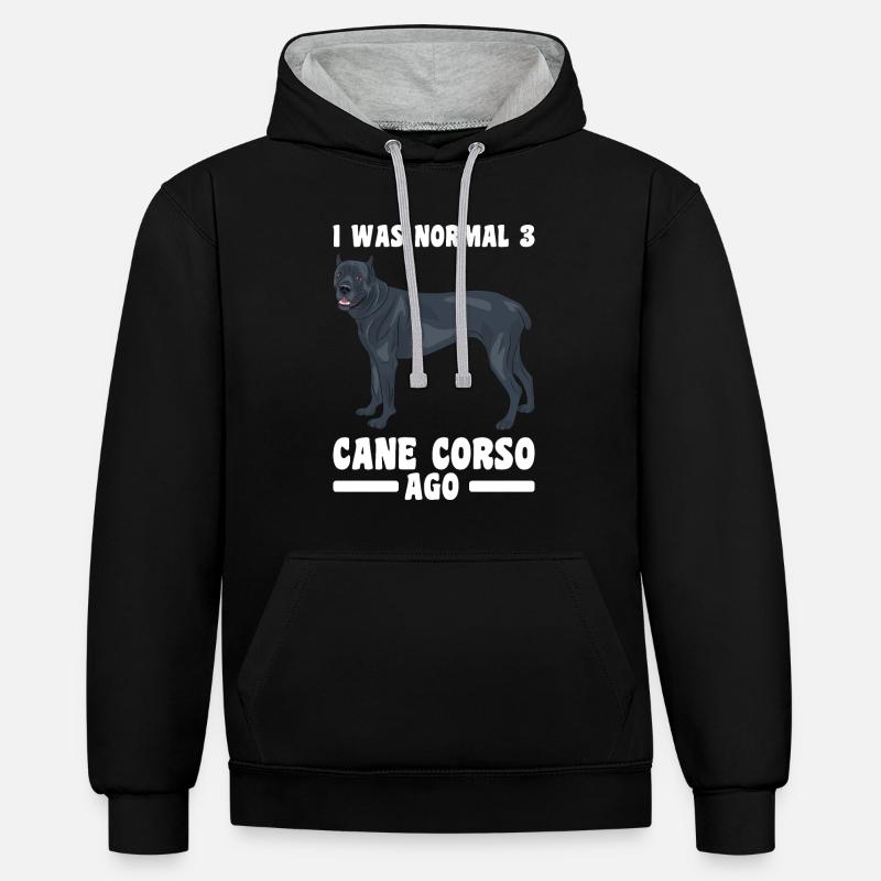 Cane corso - Sweat à capuche contrasté - noir/gris chiné