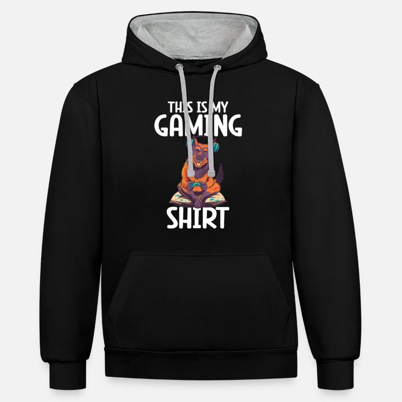Chien de jeu - Sweat à capuche contrasté - noir/gris chiné