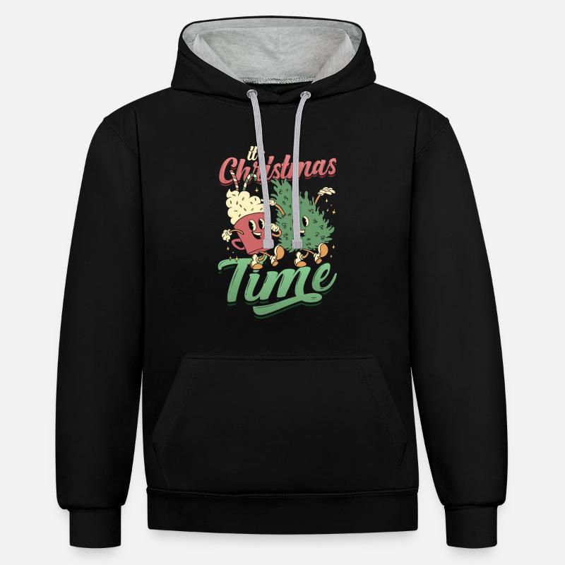 C’est Noël - Sweat à capuche contrasté - noir/gris chiné