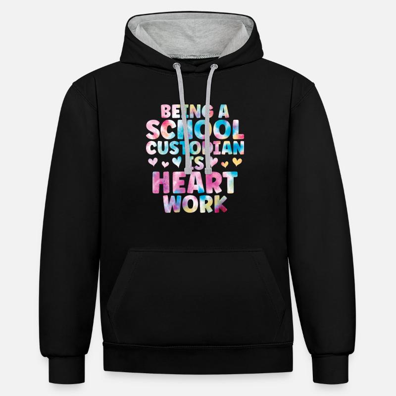 Responsables de l’école - Sweat à capuche contrasté - noir/gris chiné