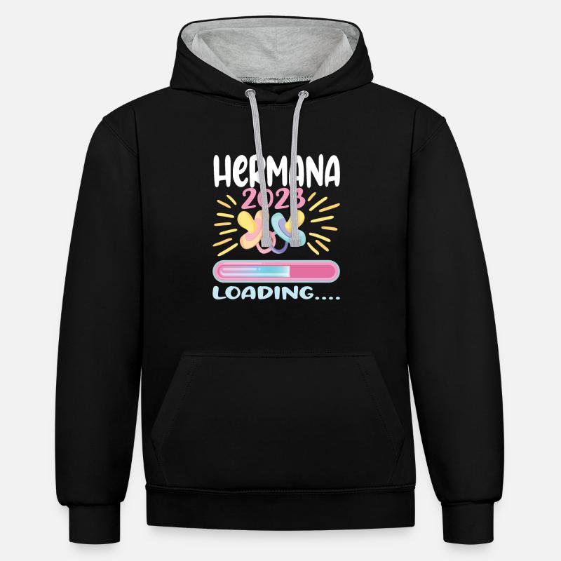 Hermana 2023 - Sweat à capuche contrasté - noir/gris chiné