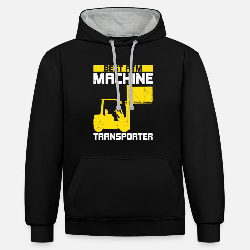 Gabelstaplerfahrer - Kontrast-Hoodie - Schwarz/Grau meliert