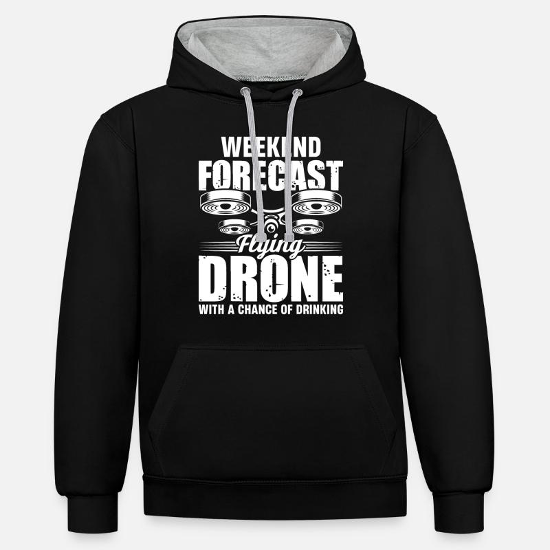 Drones, drones, drones volants - Sweat à capuche contrasté - noir/gris chiné