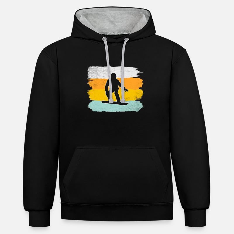 Snowboard Rétro - Sweat à capuche contrasté - noir/gris chiné