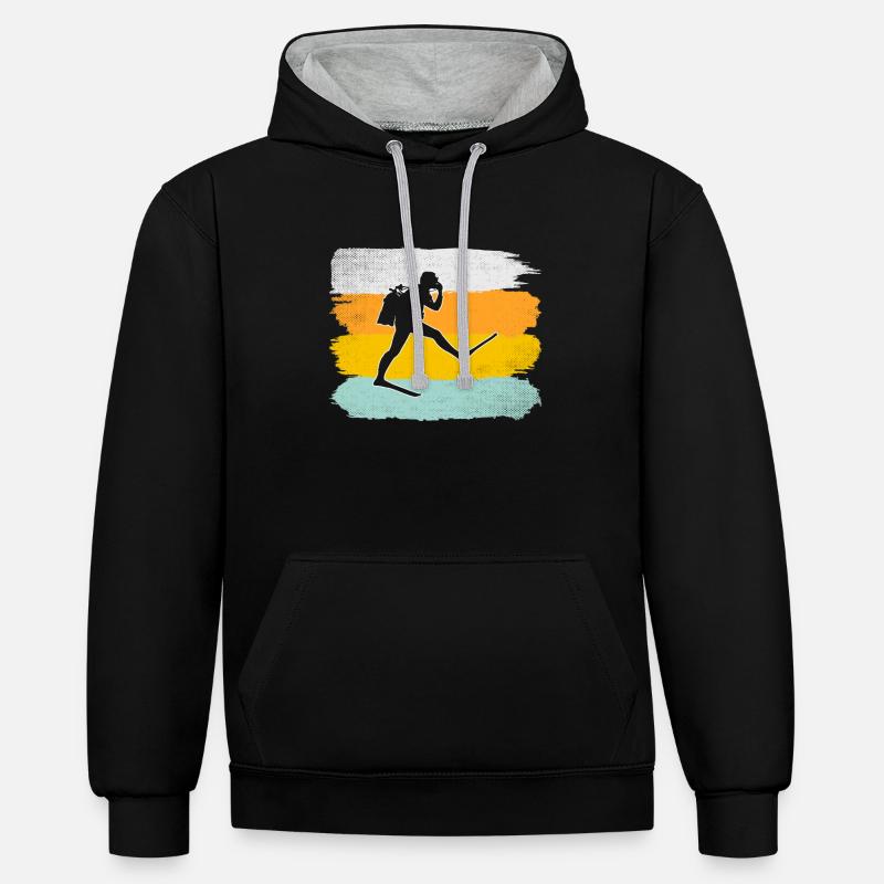 Plongée Rétro - Sweat à capuche contrasté - noir/gris chiné