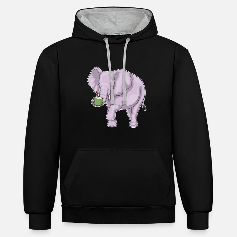 Éléphant Noix de - Sweat à capuche contrasté - noir/gris chiné