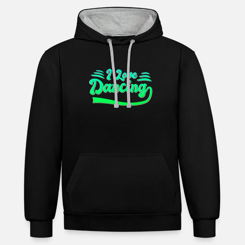 J’adore danser - Sweat à capuche contrasté - noir/gris chiné