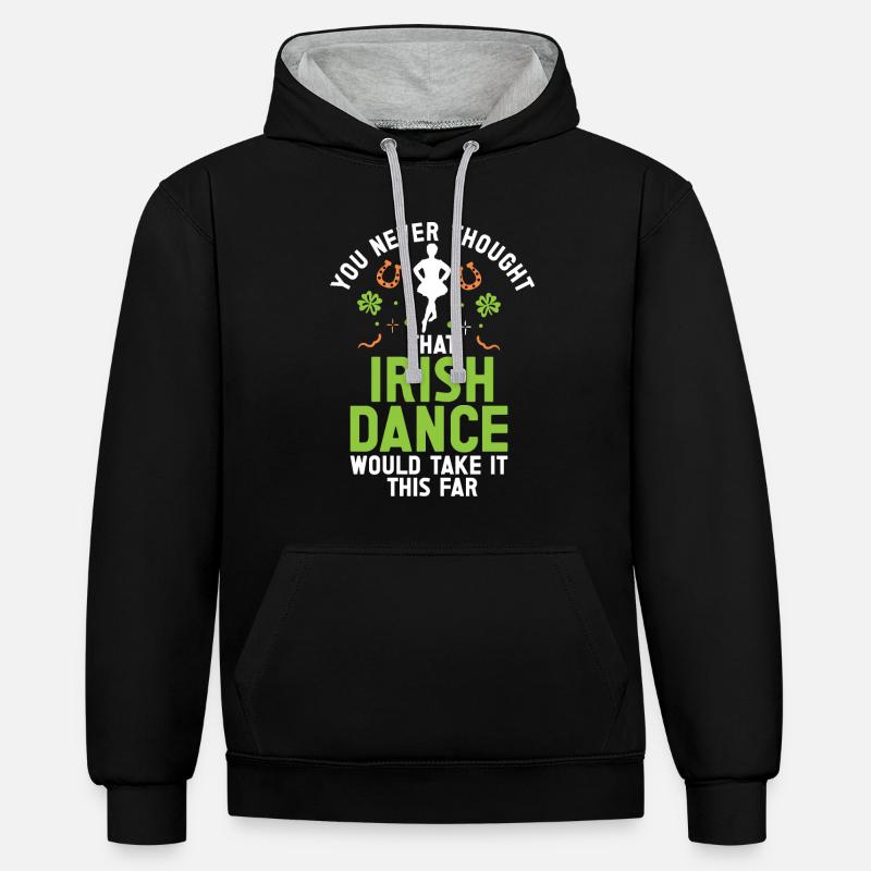 Danse irlandaise Danse Saint-Patrick - Sweat à capuche contrasté - noir/gris chiné
