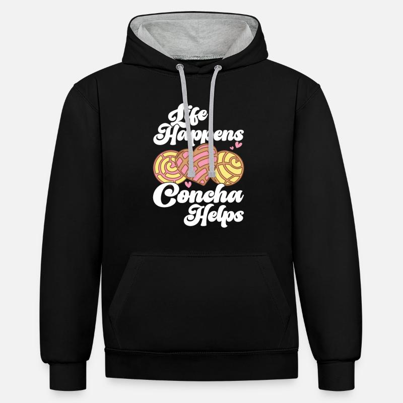 Conchas Pan Dulce Latina Spanisch - Kontrast-Hoodie - Schwarz/Grau meliert