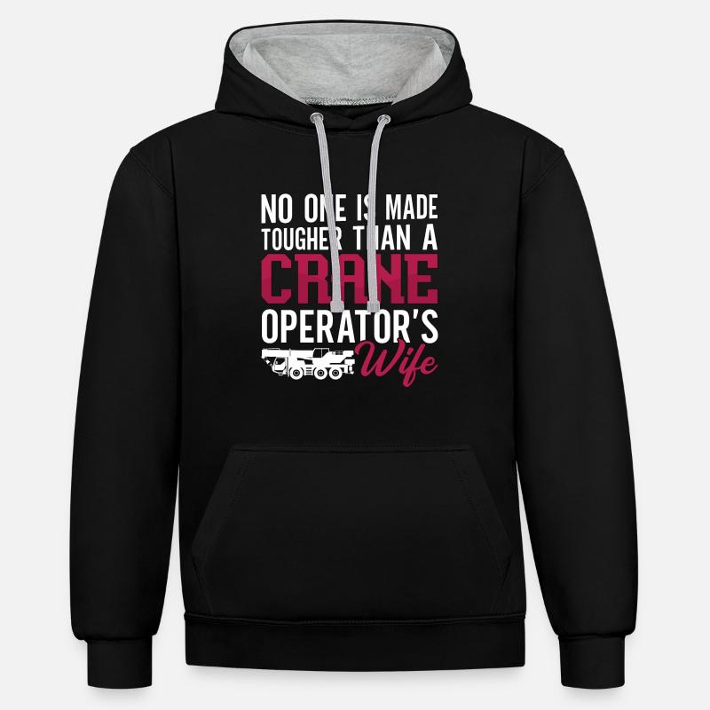 Kran Kranfahrer Kranführer Bauarbeiter Geschenk - Kontrast-Hoodie - Schwarz/Grau meliert