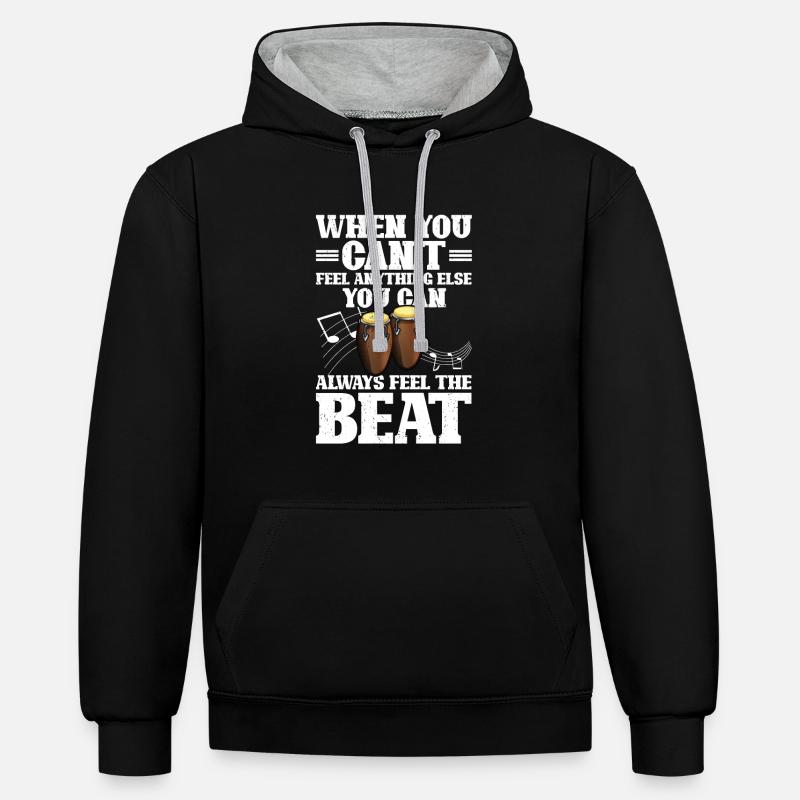 Conga Drum Musicien Drumline - Sweat à capuche contrasté - noir/gris chiné