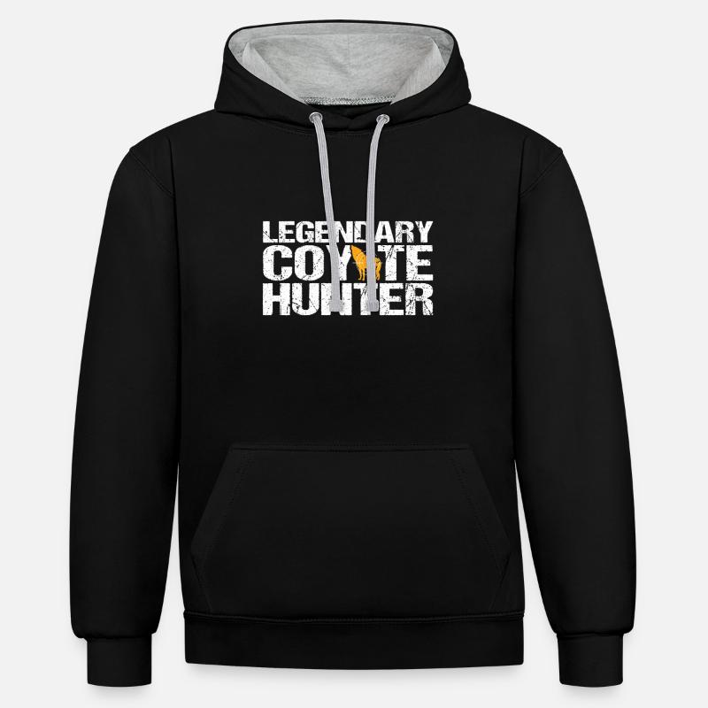 Chasse au coyote - Sweat à capuche contrasté - noir/gris chiné
