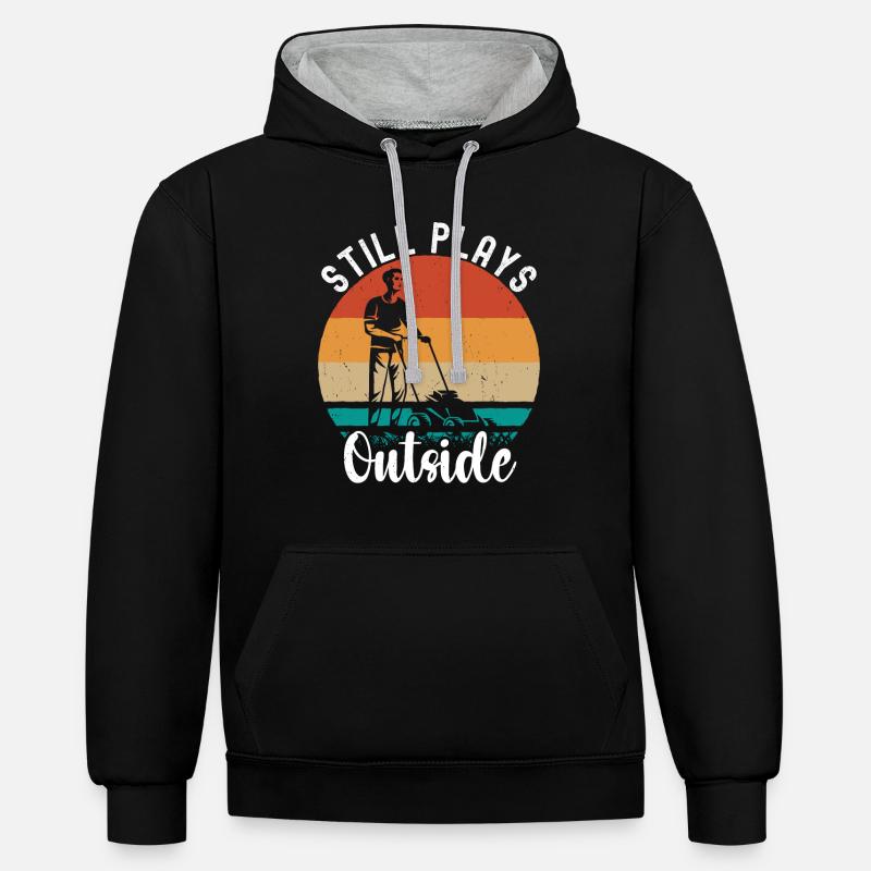 Fauchage - Sweat à capuche contrasté - noir/gris chiné