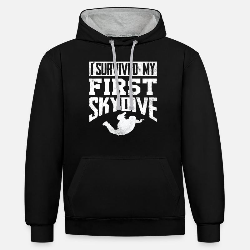 Parachutisme, Parachutisme - Sweat à capuche contrasté - noir/gris chiné