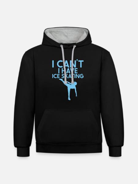 Patinage - Sweat à capuche contrasté - noir/gris chiné