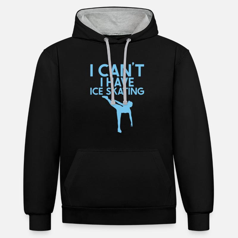Eislaufen - Kontrast-Hoodie - Schwarz/Grau meliert