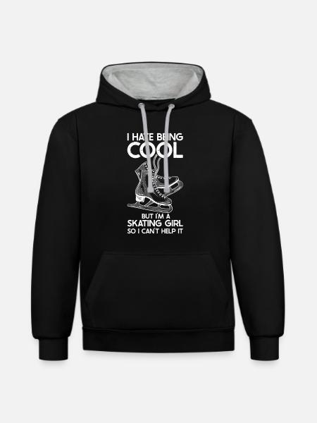 Ice skating - Contrast hoodie - black/heather grey